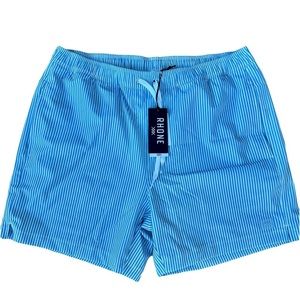 RHONE striped swim trunks